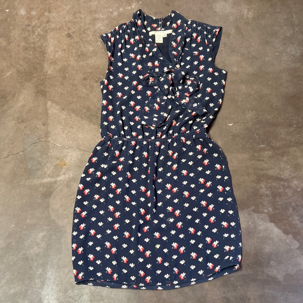 Max Studio Navy Floral Dress- size Small